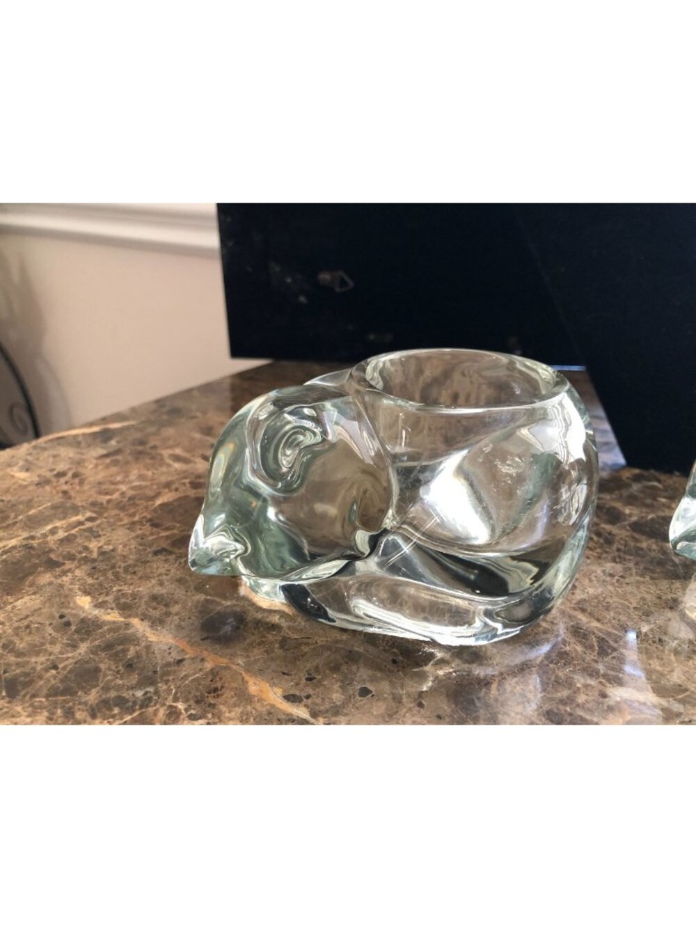 Clear Glass Cat Tealight Holder
